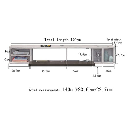 Comoda TV de perete din lemn Pmnianhua 140 cm Lemn Gri-Alb Modern
