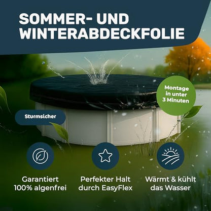 Prelata piscina 6x6 m EasyFlex + folie solara 420-520 cm, montaj rapid