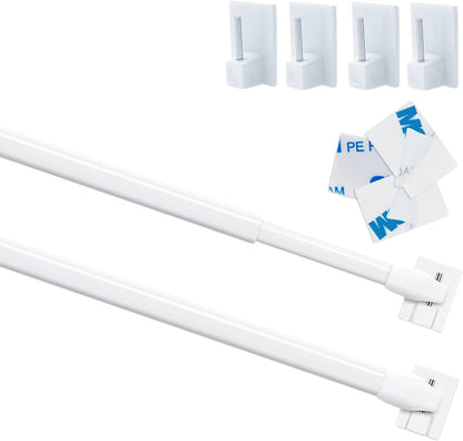 Set tije perdea Venwemong 2 bucati extensibile 80-130 cm cu carlige autoadezive