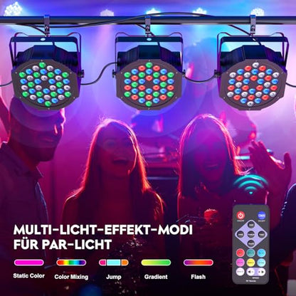 Set 8 lampi Par RGB 36 LED + DMX, control sunet si telecomanda