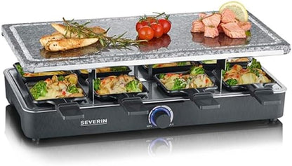 Gratar Raclette SEVERIN cu piatra naturala, 8 tavite, 1300 W