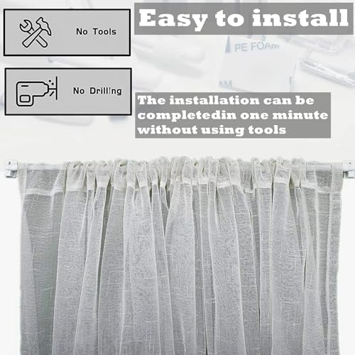 Bara perdea extensibila fara gauri 90-150 cm + carlige adezive, alb