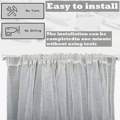 Bara perdea extensibila fara gauri 90-150 cm + carlige adezive, alb