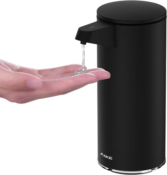 AIKE AK1333 280ml/9.5oz Automatic Soap Dispenser USB Rechargeable, Stainless Steel Soap Dispenser, Touchless Hand Soap Dispenser Liquid for Bathroom and Kitchen Matte Black