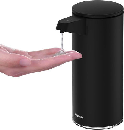 AIKE AK1333 280ml/9.5oz Automatic Soap Dispenser USB Rechargeable, Stainless Steel Soap Dispenser, Touchless Hand Soap Dispenser Liquid for Bathroom and Kitchen Matte Black