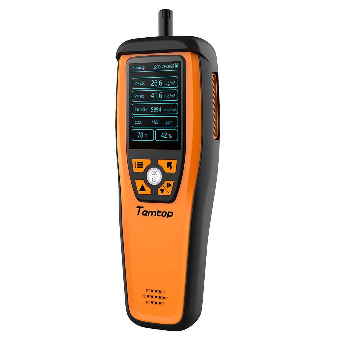 Temtop Air Quality Monitor CO2 Meter Professional CO2 PM2.5 PM10 Formaldehyde Temperature and Humidity Monitor w/Audio Alarm Data Export (M2000 2nd)