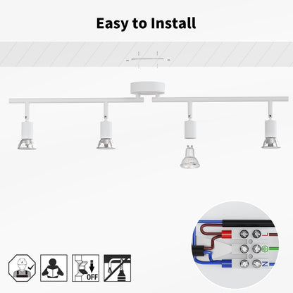 Spotlight plafon LVWIT 4 Way GU10 40W, alb, metal