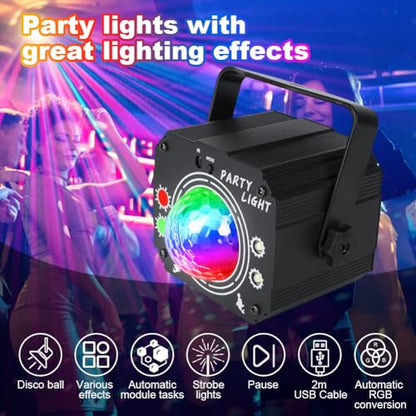 Proiector lumini disco 3 in 1 RGB UV LED URAQT, control remote
