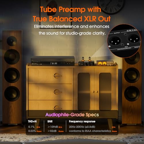 Preamplificator Phono ECC83 MM Bypass Balanced XLR High-pass Bass/Treble