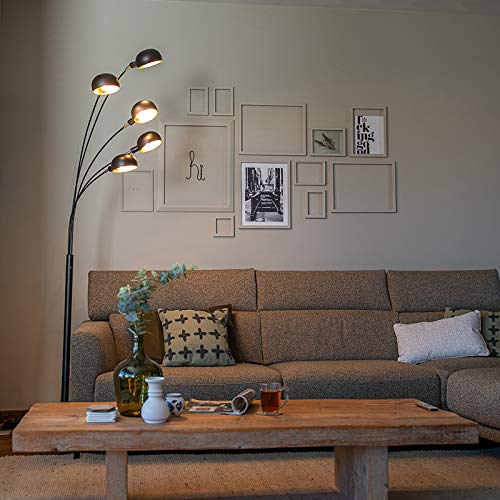 Lampa podea Sixties 5xE14 neagra Qazqa, design retro pentru living