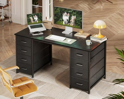Birou office cu 8 sertare textile 120x48 cm Coleshome, depozitare robusta