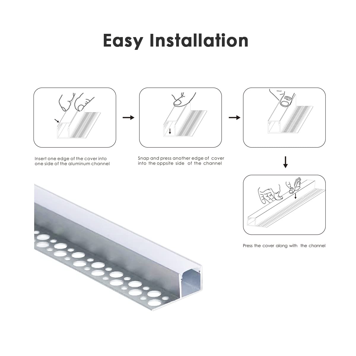 Profil LED Besseto 6 x 1 m Aluminiu cu difuzor laptos