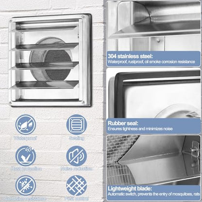 Grila aerisire Ø100mm 4 inch cu supapa sens 304 inox, anti-insecte