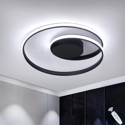 Kaniker Flush Mount Ceiling Light Fixture with Remote Control Led 18''Round Dimmable Bathroom Ceiling Light Hallway Light with 3 Colour Temperature Lamp 47W for Bedroom Corridor Kitchen (Black)
