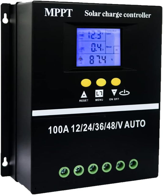 Y&H 100A MPPT Solar Charge Controller 12V 24V 36V 48V LCD Display Battery Intelligent Regulator Max 100V Input Dual USB for Lead-acid/Lithium