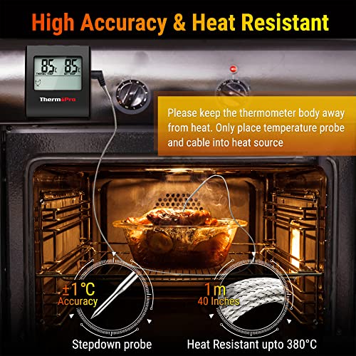 Termometru digital carne TP16B ThermoPro cu sonda inox lunga si timer