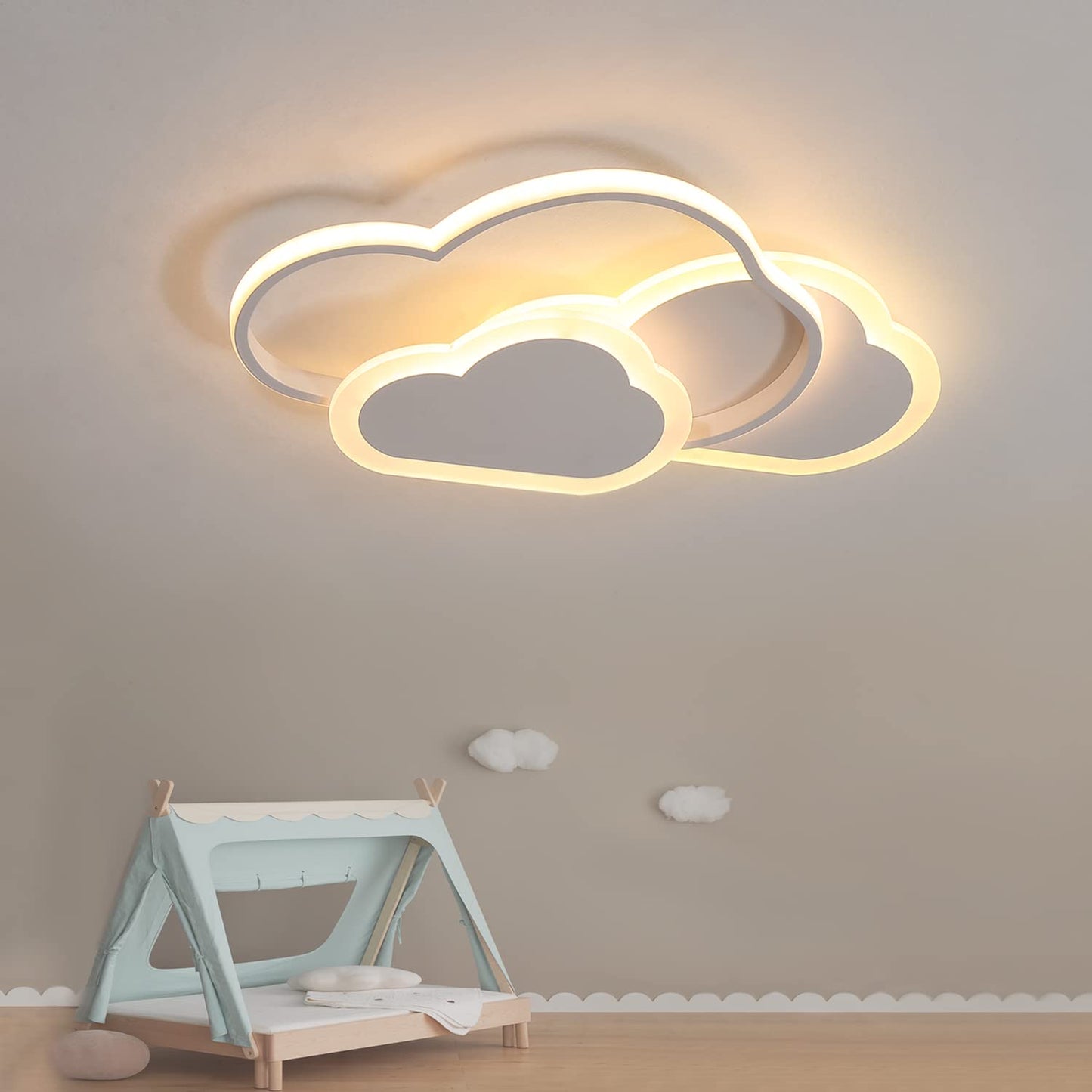 YUEEU PE soveværelse lampe børneværelse lampe loft LED loftslampe børneværelse 40 cm sky loftslampe børnelampe, dæmpbar sky lampe med fjernbetjening, loftslamper til børn, babyværelse