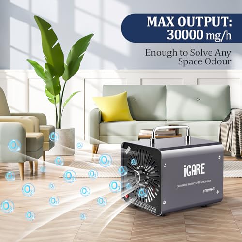 Generator ozon 30000 mg/h ICARE cu timer 120 min, eliminare mirosuri 300 mp