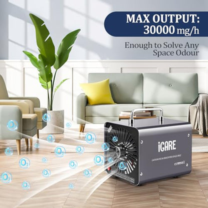 Generator ozon 30000 mg/h ICARE cu timer 120 min, eliminare mirosuri 300 mp