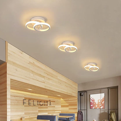 Goeco LED Ceiling Light, 2 Bulbs, Modern Round Design Ceiling Light, 3000 K Warm White Light, 22 W LED Lamp, Silicone Cover, LED Light for Living Room, Bedroom, Kitchen (White Model 1)