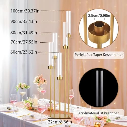 Set 4 Suporturi lumanari podea 5 brate 100 cm + abajur acrilic VINCIGANT, set 4