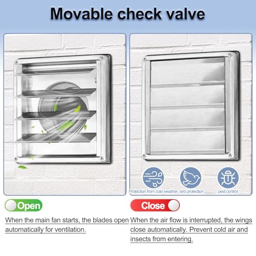 Grila aerisire Ø100mm 4 inch cu supapa sens 304 inox, anti-insecte