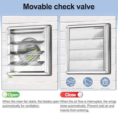 Grila aerisire Ø100mm 4 inch cu supapa sens 304 inox, anti-insecte