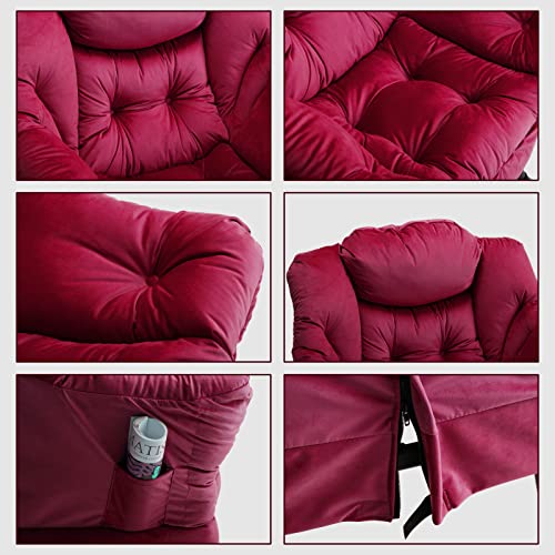 Fotoliu living din catifea HollyHOME, rosu, cu cotiere, confort sporit