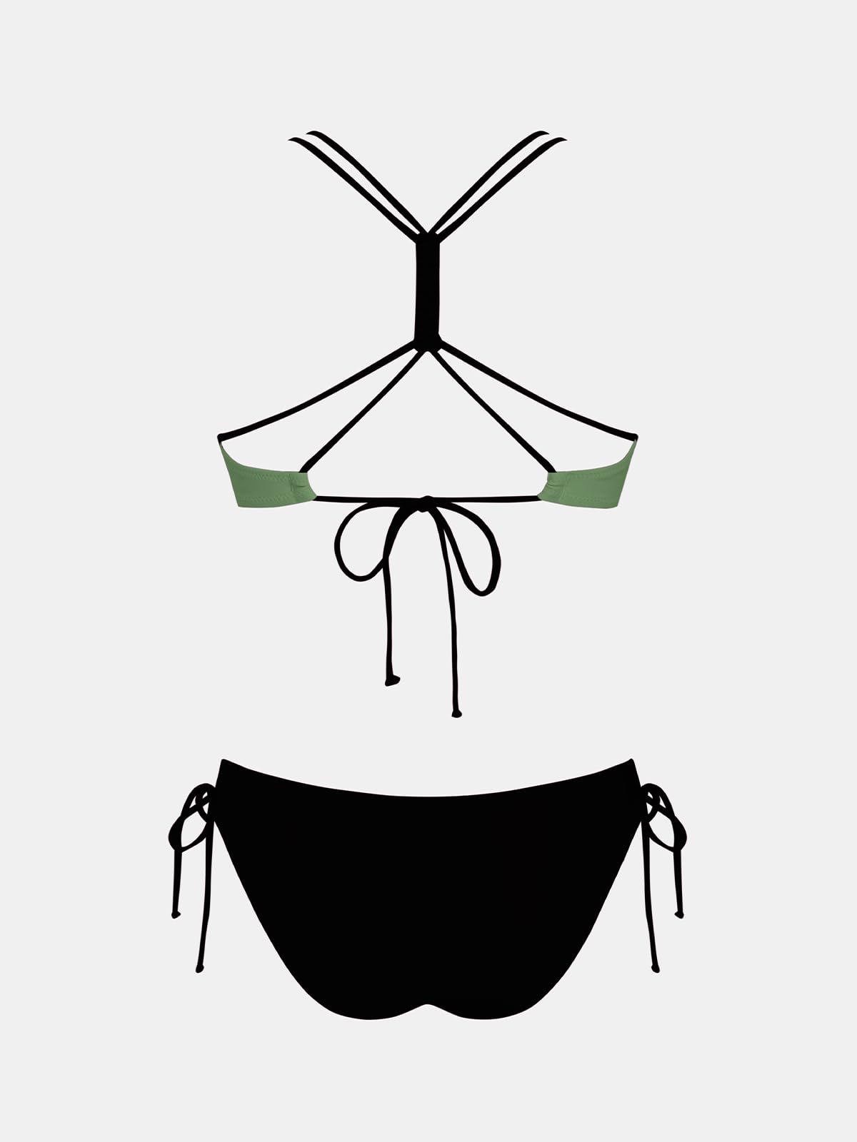 Costum de baie XL CUPSHE 2 piese cu bretele impletite