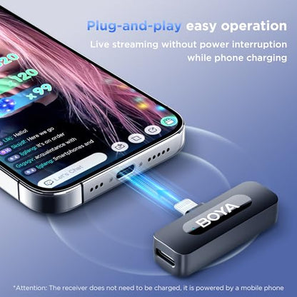Microfon lavaliera wireless BY-V3 BOYA pentru iPhone, raza 100m, 2.4GHz