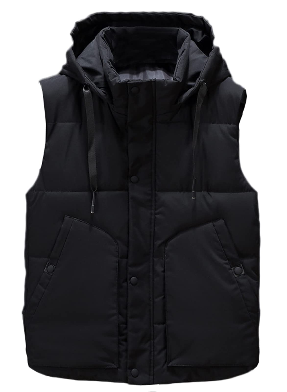 Icegrey Men's Down Vest with Hood Sleeveless Lightweight Body Warmer Quilted Vest Warm Gilet Stand-Up Collar, Black 2