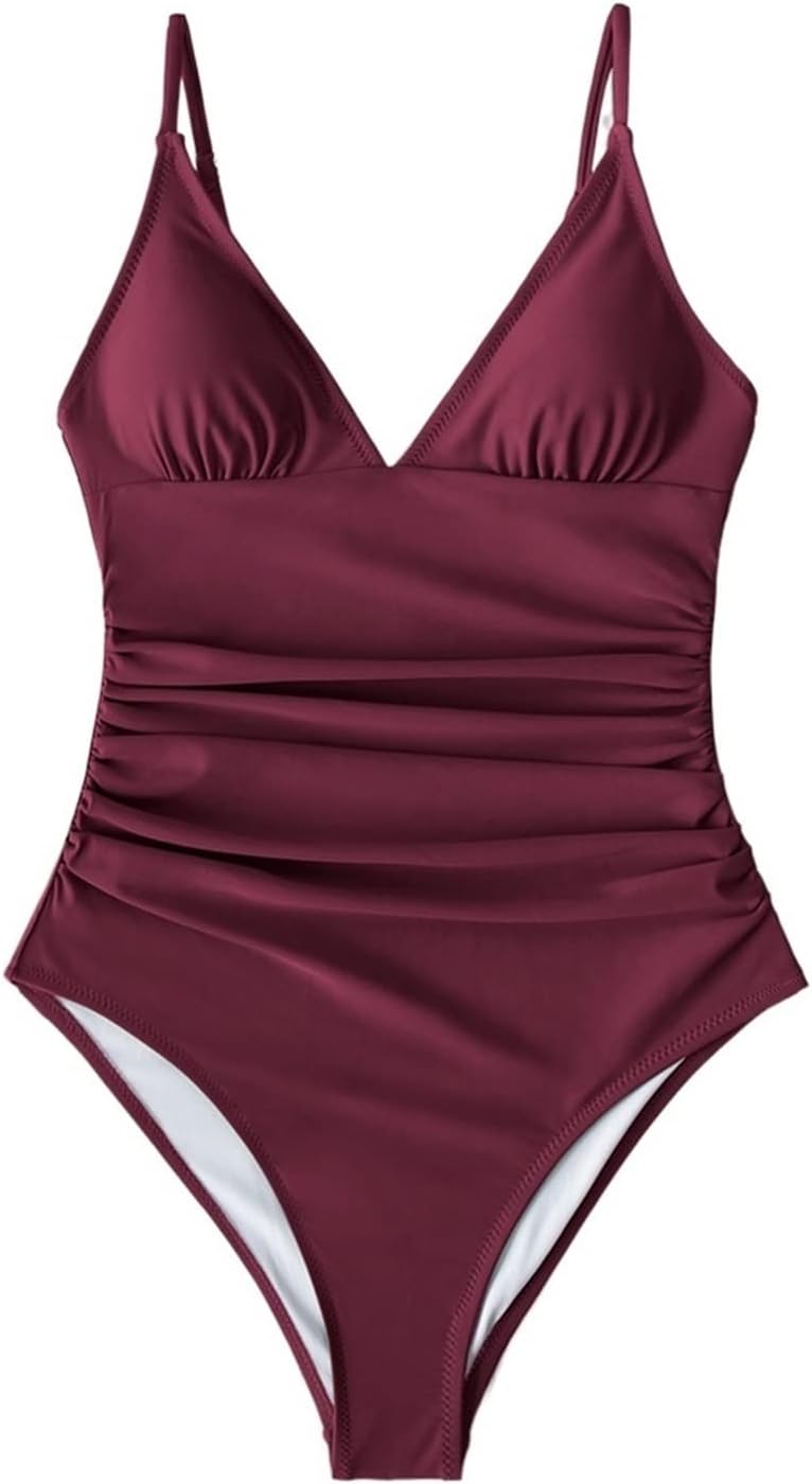 Costum de baie intreg YAO FEI cu decolteu in V si sutien detasabil, culoare uni