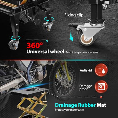 Cric foarfeca moto/ATV VIVOHOME 160kg, hidraulic, 4 roti stabile