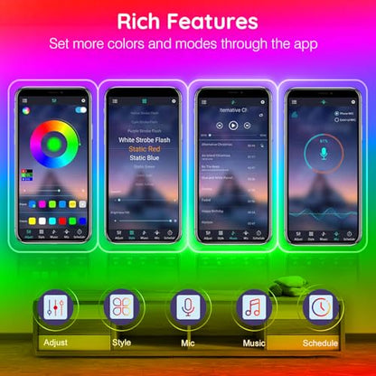 Banda led neon RGB 20m Calflux Bluetooth, RGB si IP65