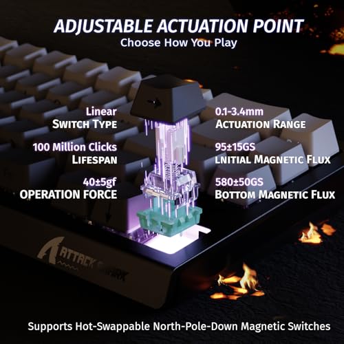 Tastatura gaming 60% X68 HE ATTACK SHARK, 8000Hz, Rapid Trigger, RGB