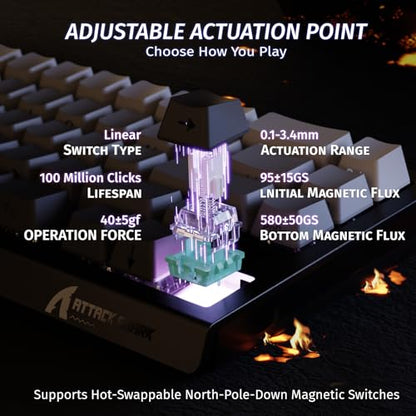 Tastatura gaming 60% X68 HE ATTACK SHARK, 8000Hz, Rapid Trigger, RGB