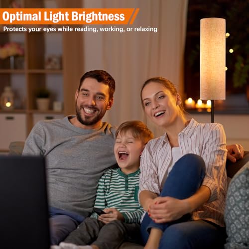 Lampa de podea LED E27 dimabila + bec 12W, abajur in, intrerupator picior