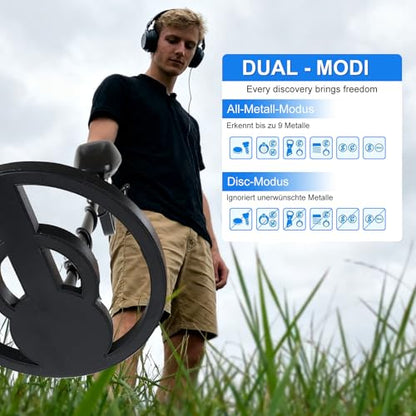 Detector de metale pentru copii 12+, detector profesional cu functie de precizie si mod DISC, adancime detectie pana la 1m