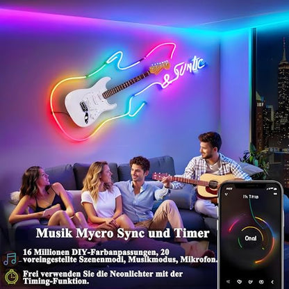 Banda led neon RGB 20m Calflux Bluetooth, RGB si IP65