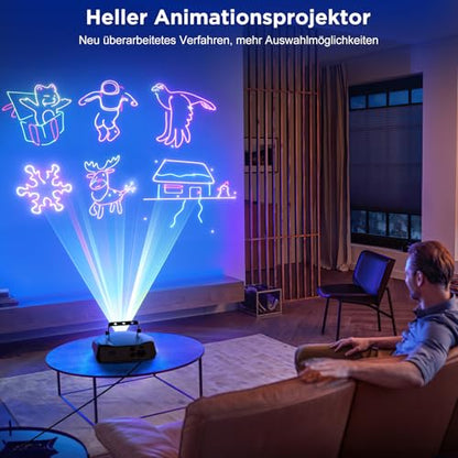 Glowingstage Lumina Disco Profesionala pentru Petreceri, Proiector 3D Animatii DIY cu Bluetooth App, DJ Disco Light cu DMX512 pentru Club, Bar, Halloween si Craciun