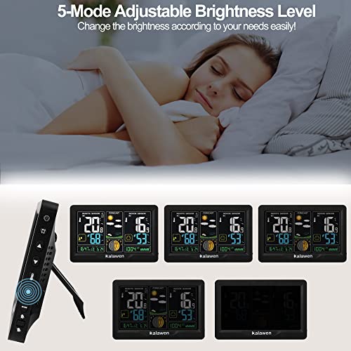 Statie meteo wireless cu senzor exterior Kalawen, ecran color, prognoza, ceas
