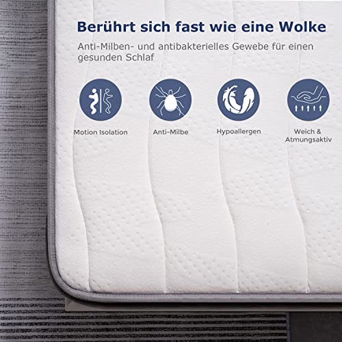 Saltea cu arcuri impachetate si spuma de memorie SuiLong 180x200cm, 7-Zone, Fermitate H3-H4