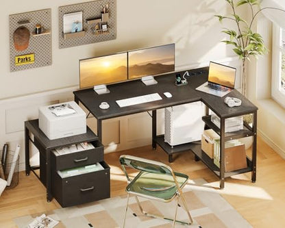 Birou colt L 140x80 cu sertare textile + priza Coleshome, reversibil