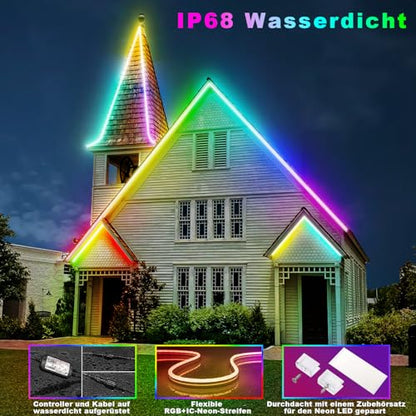 Banda LED Neon RGB Lichaser 15 m RGB+IC, IP68, Bluetooth, 24V