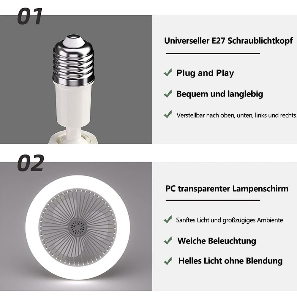 Lampa ventilator Anyingkai Fan Lamp E27 30W cu telecomanda