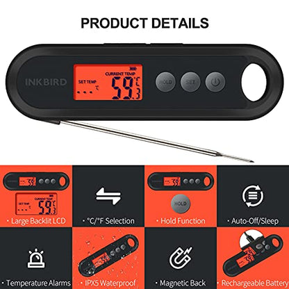 Termometru bucatarie IHT-2XP Inkbird cu 2 sonde, IPX5, reincarcabil