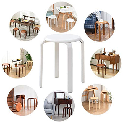 Set 4 scaune dining IBUYKE, din lemn, suprapozabile, cu talpa antiderapanta, ideale pentru bucatarie, sala mese sau pub, alb, model RF-717-4