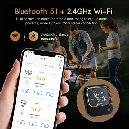 Termometru BBQ 4 sonde Bluetooth Wi-Fi INKBIRD cu app, alarme si timer