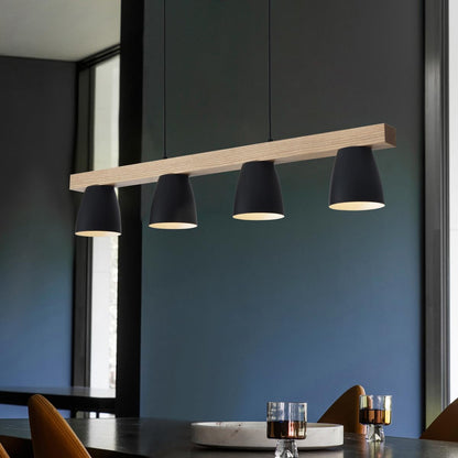 Pendul Vintage 4 lumini E27 92 cm lemn si metal negru