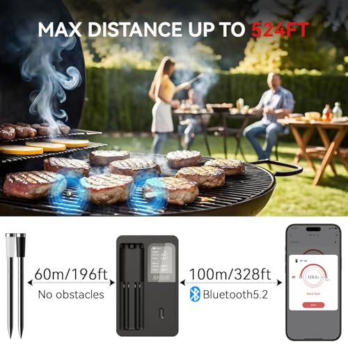 Termometru carne wireless cu 2 sonde impermeabile BFOUR + afisaj LCD